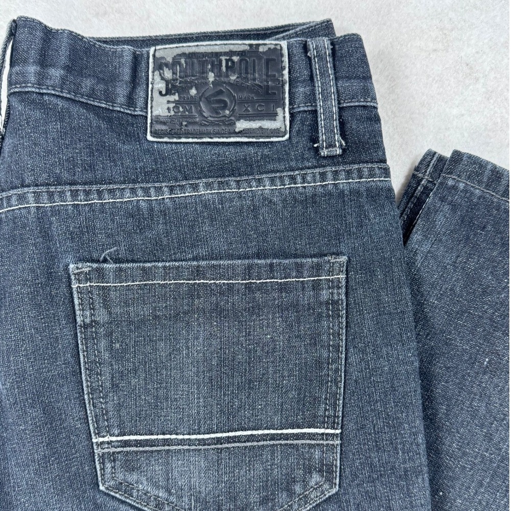 Southpole‎ Mens 34x32 Black Straight Leg Jeans Contrast Stitch Y2K
